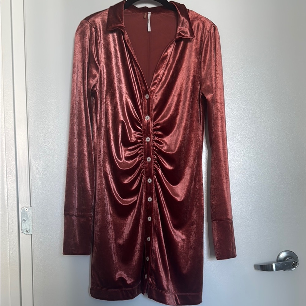 Elegant Burnt Sienna Velvet Dress